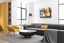 Load image into Gallery viewer, Black and White Yellow Sunflower Wall Art Framed Canvas