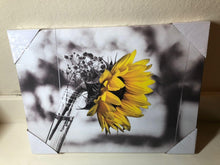 Load image into Gallery viewer, Black and White Yellow Sunflower Wall Art Framed Canvas