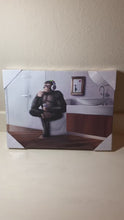 Load and play video in Gallery viewer, Banksy Lifelike DJ Thinking Monkey Sitting on Toilet Canvas Wall
